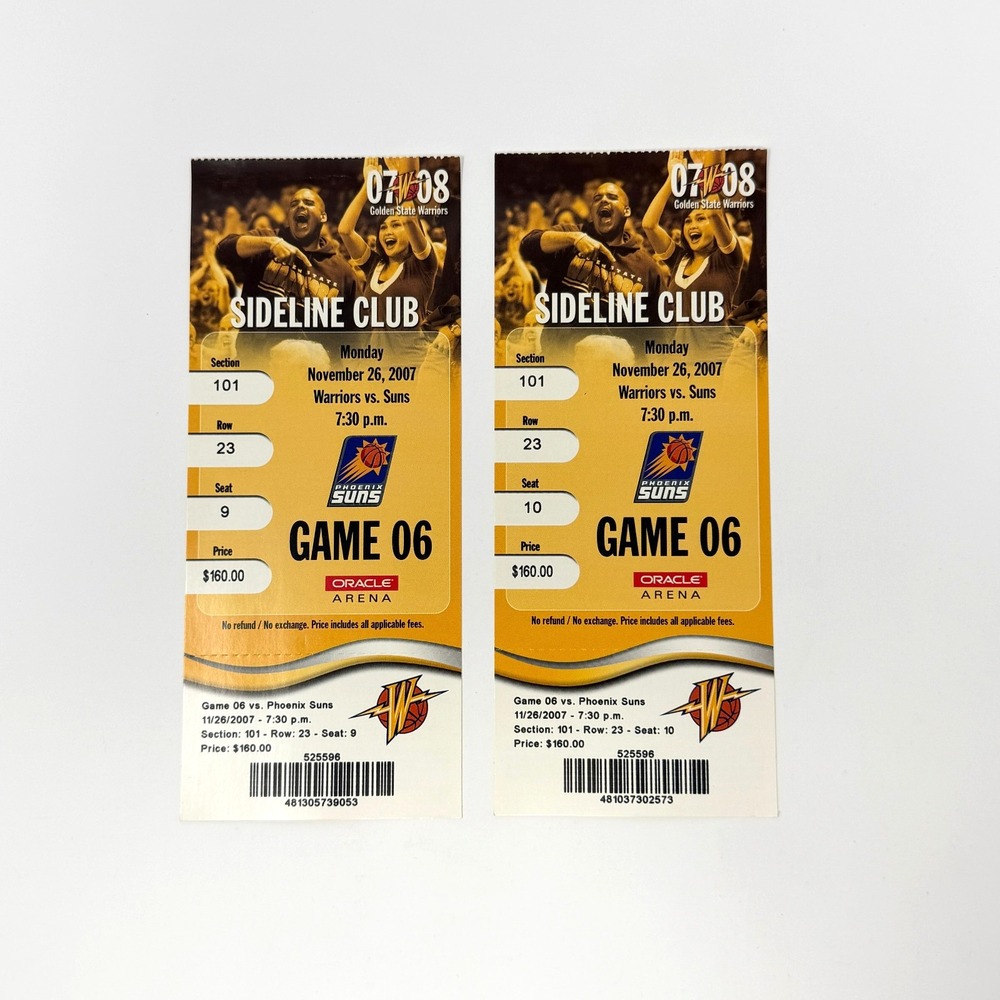 Golden State Warriors Suns 2007 Full Tickets Steve Nash Stephen Jackson 32 Pts